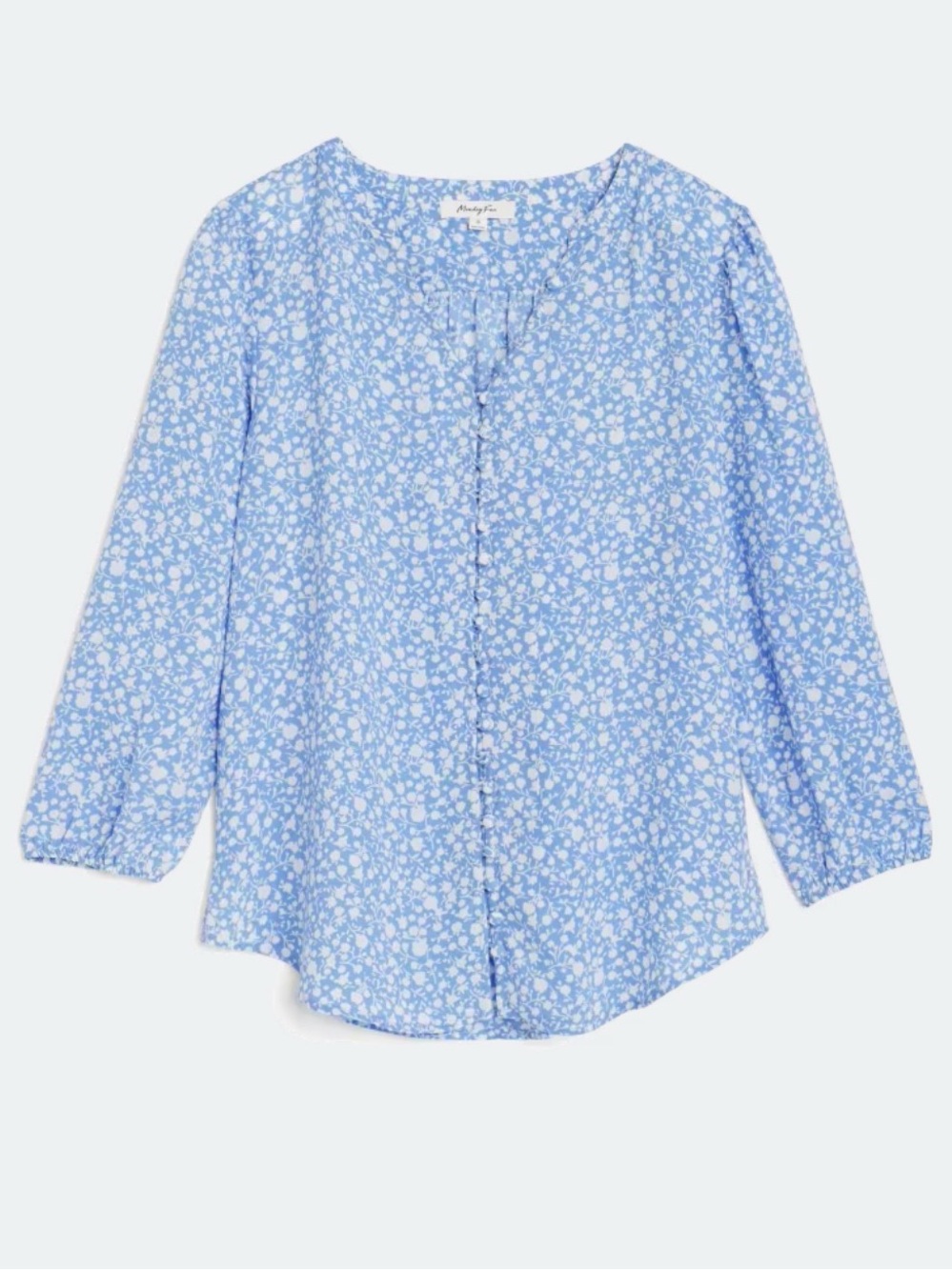 Light Blue Floral Button-Down Top
